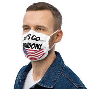 LET’S GO BRANDON – PREMIUM FACE MASK- front/left