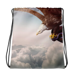 eagle in the clouds all-over-print-drawstring-bag-white