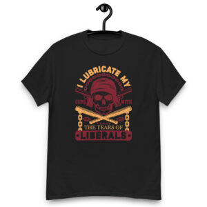 I lubricate my guns mens heavyweight tee black front