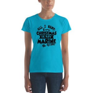 all I want for Christmas womens-fashion-fit-t-shirt-blue-front 2