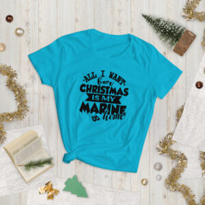 all I want for Christmas womens-fashion-fit-t-shirt-blue-front