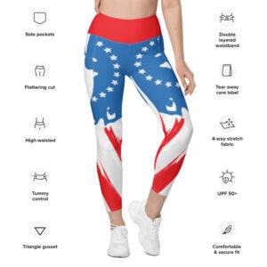 betsy ross tattered flag leggings with pockets