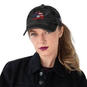 america flower denim hat