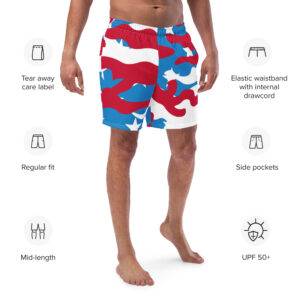 Red White Blue Camo Men's Swim Trunks