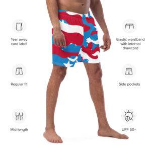 Red White Blue Camo Men's Swim Trunks