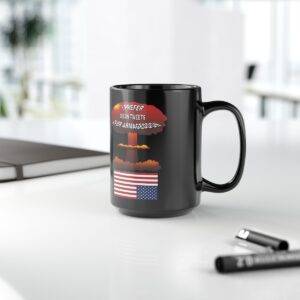 Mean Tweets Over Armageddon Black Mug, 15oz