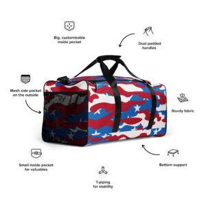 Red White Blue Camo Duffle Bag