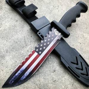 12.5" American Flag Fixed Blade Bowie Knife